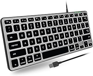 Macally Bedraad toetsenbord met achtergrondverlichting voor Mac | Compatibel Apple-toetsenbord (klein en compact) Comfortabel de hele dag typen USB-toetsenbord voor MacBook Pro/Air, iMac, Mac Mini/Pro