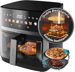 Cecotec Air Fryer Cecofry & Grill Duoheat 8000. 2200 W, dubbele weerstand, dieet- en digitaal, venster, temperatuur instelbaar 80-200 °C, 8 menu's, 8 menu's