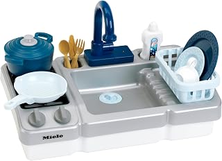 Theo Klein 7166 Miele Gootsteen met kookplaat | Kindergootsteen met waterpompfunctie en accessoires | Speelgoed voor kinderen vanaf 3 jaar