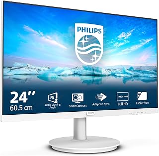 Philips 241V8AW - Full HD-monitor, 61 cm (24 inch), geïntegreerde luidsprekers, 1920 x 1080, 75 Hz, VGA, HDMI), wit