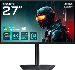 Gigabyte MO27U2 OLED 4K UHD Gaming Monitor - 3840 x 2160, 240Hz, 0,03ms, 1000 CD/m², Display HDR True Black 400, HDMI 2.1, DisplayPort 1.4
