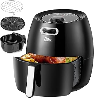 Uten Heteluchtfriteuse, 6,5L Airfryer XXL Heteluchtfriteuse zonder vet, frituurpan met standaard