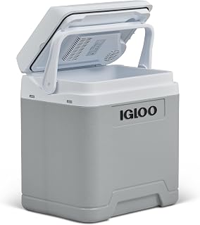IGLOO IE27 elektrische koelbox, 12V en 230V, 27L – compacte mini-koelkast voor auto, camping, vakantie, boot en festivals – lichtgewicht en draagbaar, met praktisch kabelvak en Eco/Max-modus