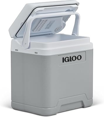 IGLOO IE27 elektrische koelbox, 12V en 230V, 27L – compacte mini-koelkast voor auto, camping, vakantie, boot en festivals – lichtgewicht en draagbaar, met praktisch kabelvak en Eco/Max-modus