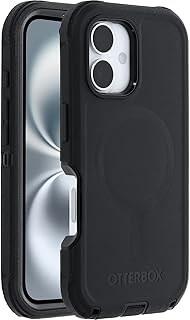 OtterBox Defender Series MagSafe Hoes voor iPhone 16, schokbestendig, valbestendig, ultrastevig, beschermende hoes, 7x getest volgens militaire standaard, Zwart