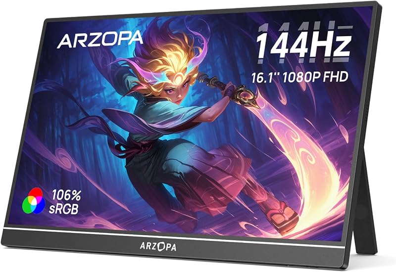 ARZOPA 16 1" 144Hz Draagbare Gaming Monitor met Ingebouwde Standaard - outlet/retourdeal