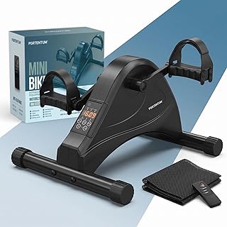 PORTENTUM Elektrisch pedaal, gemotoriseerd, 12 snelheden en afstandsbediening, hometrainer voor armen en benen met antislipmat en lcd-scherm, mini-hometrainer voor thuis