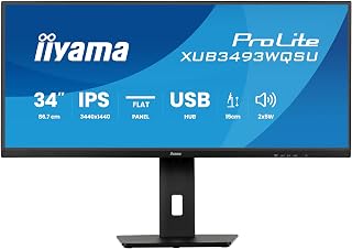 iiyama Prolite XUB3493WQSU-B6 34 Inch IPS LED-monitor UWQHD HDMI DP USB 3.2 USB-C 7.5W Adaptieve Sync Pip PBP Hoogteverstelling Zwart