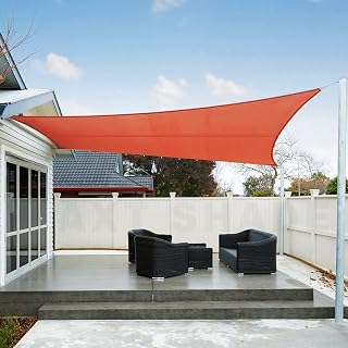 AXT SHADE Schaduwzeil 2,5x3m Rechthoek Waterdicht 95% UV-Bestending voor Buiten Luifel Balkon Tuin-Oranje Rood