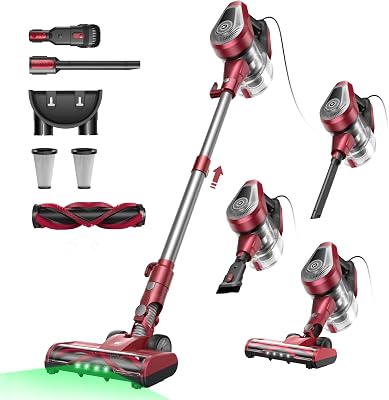 Vexilar C8 6-in-1 stofzuiger, 60 kPa stofzuiger met kabel, 600 W vacuümreiniger, 7 m handstofzuiger, steelstofzuiger met kabel met borstelrol, 1,5 l stofreservoir met handgreep voor dierenharen
