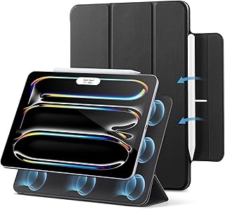 ESR iPad Pro hoes 13 inch (2024), sterke magnetische bevestiging, slanke drievoudige standaard, ondersteunt Apple Pencil Pro en Pencil (USB-C), automatische slaap/wake, duurzame bescherming, serie