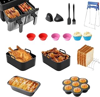 19-delige accessoires voor heteluchtfriteuse voor Ninja Foodi AF400EU AF300EU AF500EU, Airfryer accessoires siliconenvorm heteluchtfriteuse accessoires dual zone airfryer accessoires voor Innsky