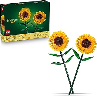 LEGO Botanicals Zonnebloemen, Kunstbloemen Bouwpakket voor Kinderen vanaf 8 jaar, Woonaccessoire en Bloemen Kinderkamer Decoratie, Cadeau voor Meisjes, Jongens en Tieners 40524