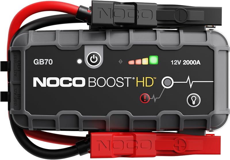 NOCO Boost HD GB70 2000A 12V UltraSafe Draagbare Lithium-Accu Auto Starthulp Pack, Startbooster, Jumpstarter, Acculader Powerbank en Startkabel voor 8L Benzinemotor of 6L Dieselmotor