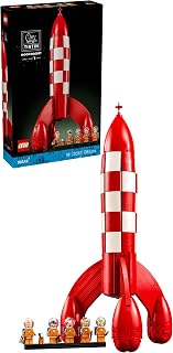 LEGO Ideas Kuifje maanraket – Rakket Bouwpakket voor Volwassenen – Displayset met 5 Minifiguren en Bobbie de Hond - Bureau-accessoire en Woondecoratie – Nostalgisch Cadeau voor Fans van Strips – 21367