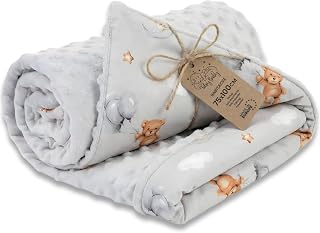 Babydeken Knuffeldeken All-season deken 100x75 cm minky – dubbelzijdig fleece katoen warm zacht donzig kinderen newborn – wiegdeken kinderwagen omkeerbaar peuter reisdeken Oeko-Tex Teddyberen