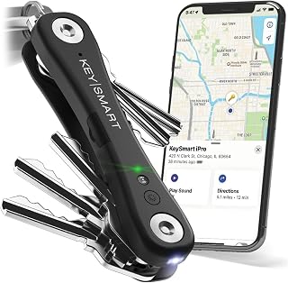 KeySmart iPro - Compatibel met Apple Find My App - Vind verloren sleutels met intelligente sleutelorganizer, compacte traceerbare sleutelhouder (tot 14 sleutels)