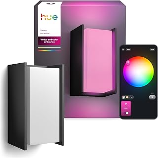 Philips Hue Turaco Buitenwandlamp, Instelbaar Wit en Gekleurd Licht, Helder 1100 lm, A60-lamp Inbegrepen, Dimbaar, IP44 Weerbestendig, Matter Compatibel, Zigbee