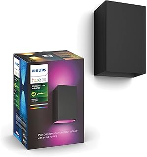 Philips Hue Resonate Muurlamp - Buitenlamp - IP44 - Duurzame LED Verlichting - Wit en Gekleurd Licht - Dimbaar - Verbind met Hue Bridge - Werkt met Alexa en Google Home - Zwart