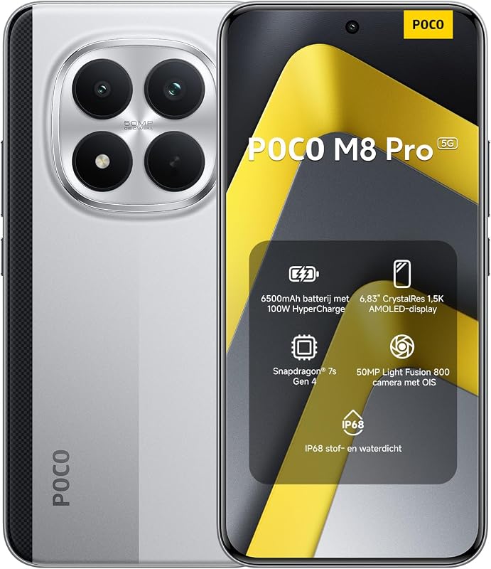 XIAOMI POCO M8 Pro Smartphone 8+256GB Silver 6500mAh(typ) Battery - outlet/retourdeal