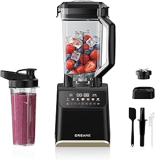 DREAME BlendLogic™ krachtige blender, iDetect™-technologie, 2 Tritan™-mengbekers (2,0 L & 700 mL), 2000 W-motor, 9 slimme programma’s, Auto-Clean-programma, vaatwasserbestendig,zwart