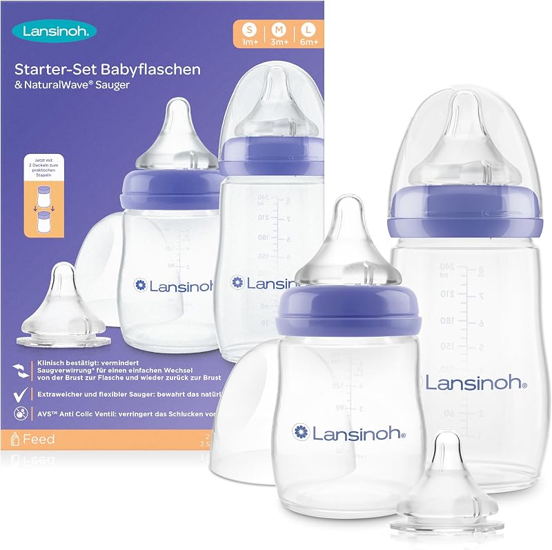 Lansinoh I Starter Set Natural Wave babyflessen en spenen - outlet/retourdeal