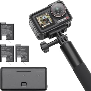DJI Osmo Action 5 Pro Adventure Combo, actiecamera 4K met 1/1,3"-sensor, accuduur van 12 uur met 3 batterijen, stabilisatie, twee OLED-touchscreens, mini-actiecamera voor reizen, vlog