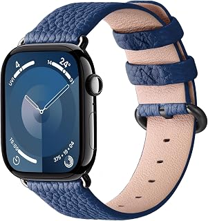 Fullmosa Horlogeband compatibel met Apple Watch-armband, 38 mm, 40 mm, 41 mm, 42 mm, 44 mm, 45 mm, van echt leer, compatibel met iWatch 9/8/7/6/5/4/3/SE/2/1, voor dames en heren