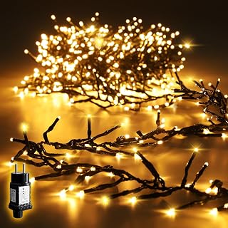 SALCAR 15 m, 1500 LED cluster lichtketting voor buiten, kerstlichtketting met 8 modi en geheugen, waterdichte kerstboomverlichting voor binnen en buiten, tuin, kerstboom, bruiloft, warmwit
