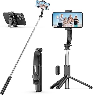 SelfieShow Selfie Stick Tripod, Uitbreidbare 101cm Selfie Bar met Draadloze Afstandsbediening Draagbare Monopod Telefoonhouder Compatibel met iPhone 14/13/12/11 Pro/XS/Samsung Huawei Smartphones