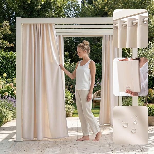 ROOM99 Outdoorgordijn met ingestanste ringen - outlet/retourdeal