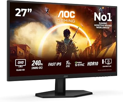 AOC Gaming Q27G42ZE Gaming Monitor Quad HD 27 inch 240Hz, 1ms, G-Sync comp., HDR10 (2560 x 1440) zwart/rood