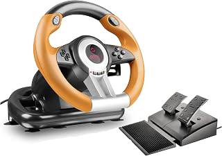 Speedlink DRIFT O.Z. Racing Wheel - USB gaming stuurwiel voor pc/computer, pedalen voor gas en rem, zwart-oranje