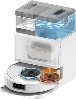 iRobot Roomba® Plus 505 Combo + AutoWash Dock Robotstofzuiger met Dweilfunctie - Multifunctioneel Dock - DualClean Dweilpads met PerfectEdge - Verwarmd Pad Drogen - ClearView Pro LiDAR - Wit (N1852)