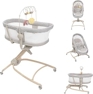 Chicco Baby Hug 4-in-1 Armonia, wieg, wip, kinderstoel en tafelstoel, 0-36 maanden, in hoogte verstelbaar met pedaal, speelbeugel en netstof voor luchtcirculatie, ruimtebesparende oplossing