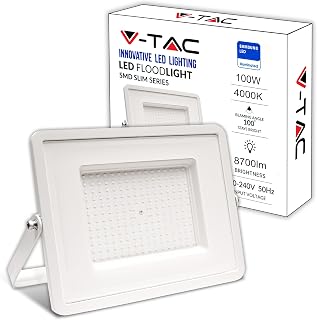 V-TAC Led-spot voor buiten, wit, 100 W, Samsung chip, hoog vermogen, laag stroomverbruik, 8700 lumen, IP65, zwarte led-spot voor huis, tuin, garage, waterdicht, natuurlijk licht