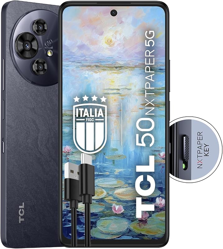 TCL 50 NXTPAPER 5G Smartphone 5G display 6,8 120 Hz Nxtpaper 3.0, 256 GB, 16 GB RAM, Triple Camera 108 MP, Android 14, batterij 5010 mAh, zwart, extra USB Type-C-kabel