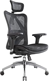 SIHOO Ergonomische bureaustoel, computer-bureaustoel, verstelbare hoge 3D-rugleuning, ademend, huidvriendelijk netweefsel, met armleuning, lendensteun, modern, zwart