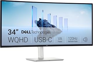 Dell 34 Plus USB-C Monitor - S3425DW, WQHD (3440x1440), 21:9 Gebogen, 120Hz, VA, 1ms, AMD FreeSync Premium, HDR10, Hoogteverstelling, Ingebouwde Luidsprekers, 2 USB-C, 2 HDMI, 3 Jaar Garantie