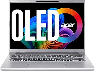 Acer Aspire 14 AI OLED (A14-61M-R8XZ) KI-laptop, Copilot+ PC, 14 inch WUXGA OLED-display, AMD Ryzen AI 5 330, 16 GB RAM, 1 TB SSD, AMD Radeon 820M, Windows 11, QWERTZ toetsenbord, zilver