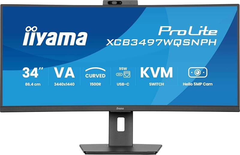 34" iiyama XCB3497WQSNPH-B1 Curved VA Hello camera/microfoon - outlet/retourdeal