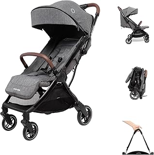 Maxi-Cosi Eva3 Kinderwagen, 0-4 Jaar, 0-22 kg, Baby wandelwagen, Lichtgewicht & Compact, Vlakke Ligpositie, 3 Posities, Automatische Opklappen met 1 hand, Draagriem, Select Grey