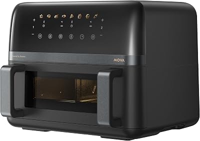 Mova AeroChef FD20 Pro-airfryer, 9 liter, dual-zone koken, SyncFinish, Quick Crisp-functie van 2700 W, verwarmingsbereik 40-230 °C, thermische luchtcirculatie, metalen binnenkant, 7 voorinstellingen