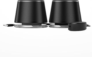 Amazon Basics Bluetooth- en USB-luidspreker met blauwe verlichting voor pc, groot, zwart