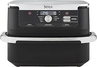 Ninja Foodi FlexDrawer Airfryer, 2 Laden Met Verwijderbare Verdeler, Grote 10,4 Liter Lade, 7-in-1, Dubbele Zone, Olievrij, Vaatwasmachinebestendige Onderdelen Met Anti-aanbaklaag, Zwart AF500EU