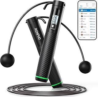 RENPHO Intelligent springtouw met teller, verstelbare draadloze springtouwen, app-gegevensanalyse, snelheidspring touw voor fitness, trainingsuitrusting voor vrouwen, mannen en kinderen, crossfit,