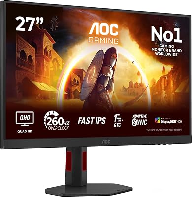 AOC Gaming Q27G4ZR - 27 inch Quad HD-monitor, 240 Hz, 1 ms, G-Sync, HDR400 (2560 x 1440, 2 x HDMI 2.0, DisplayPort 1.4) zwart-rood
