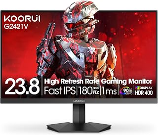 KOORUI G2421V 24 Inch Gaming Monitor,180Hz, IPS, QHD 1440P, 1ms, Adaptive Sync, VESA Mountable, HDMI/DP, Low Blue Light, 99% SRGB