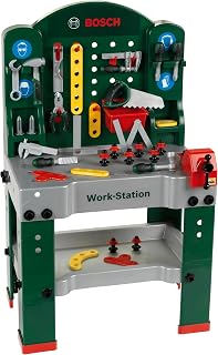 Theo Klein 8580 Bosch werkbank I 44 onderdelen I Werkbank incl. werkblad met leerfunctie I Speelgoed voor kinderen vanaf 3 jaar