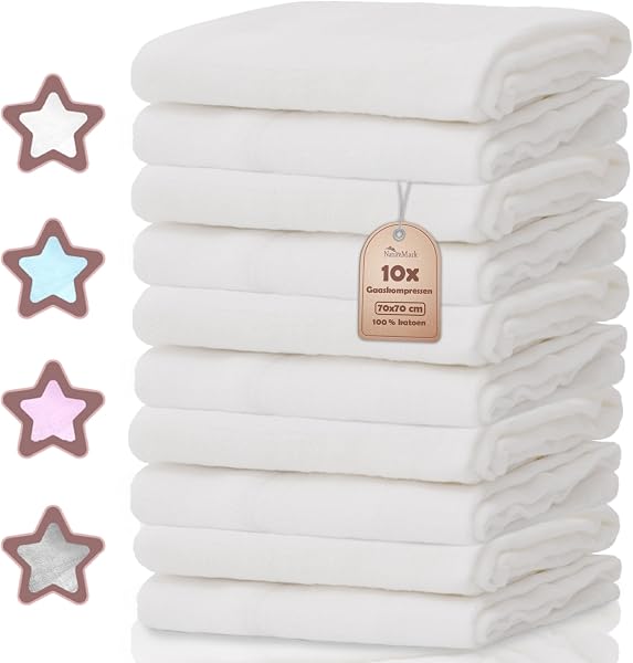 NatureMark Set van 10 Mousseline Doeken voor Baby - outlet/retourdeal